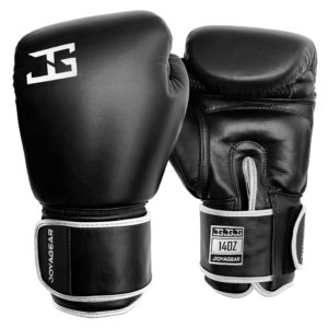 Luva de Kickboxing Joya Thai em Couro Preto-Branco