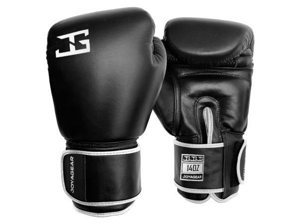 Luva de Kickboxing Joya Thai em Couro Preto-Branco