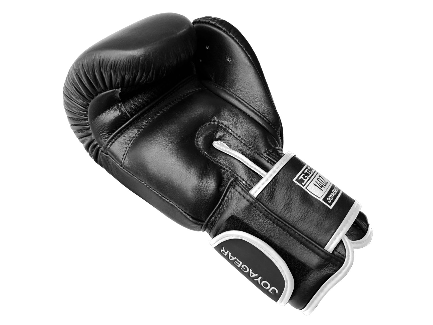 Luva de Kickboxing Joya Thai em Couro Preto-Branco - Imagem 4