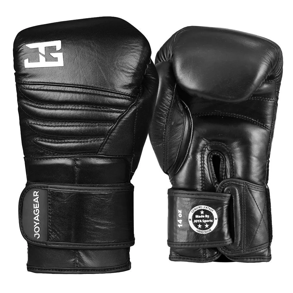 Luva de Kickboxing Joya Falcon em Couro Preto-Branco