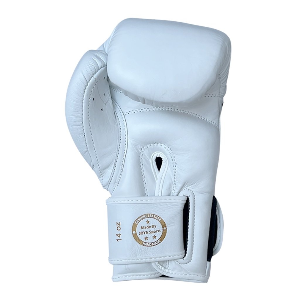 Luva de Kickboxing Joya Falcon em Couro Premium Branco-Dourado - Imagem 4
