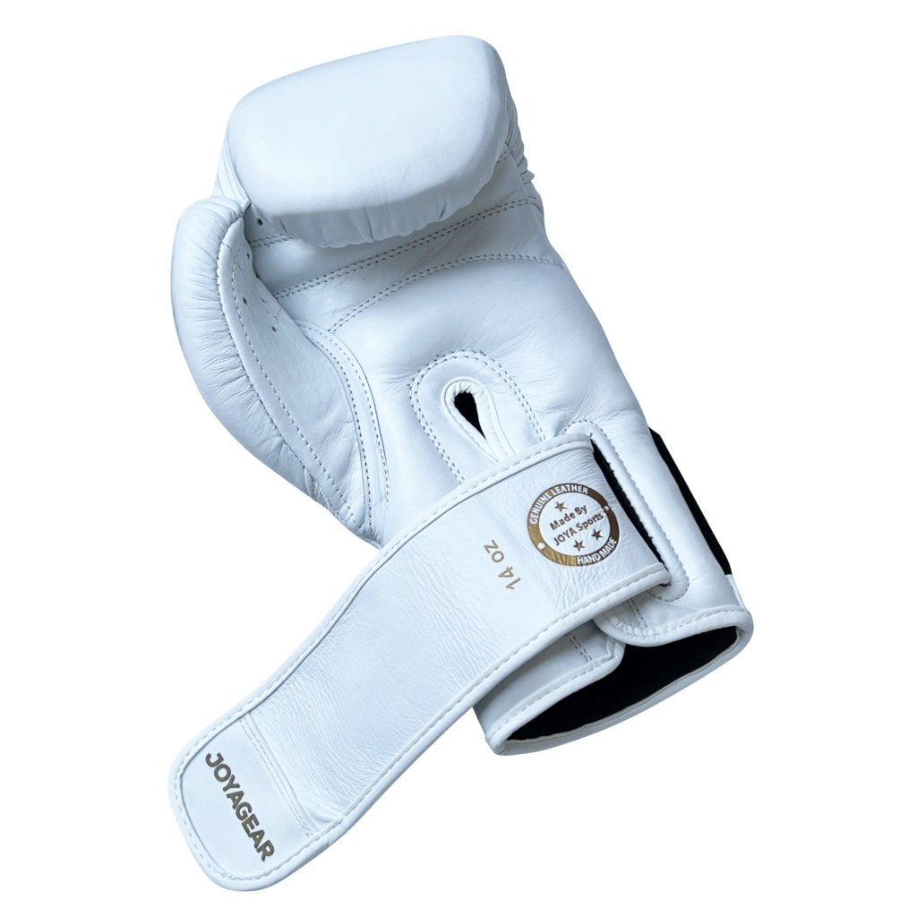 Luva de Kickboxing Joya Falcon em Couro Premium Branco-Dourado - Imagem 5