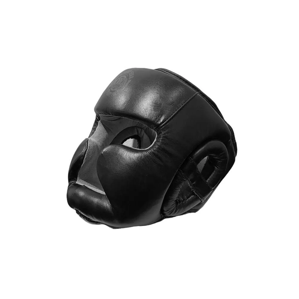 Capacete Fight Fast em Couro Preto-Cinza