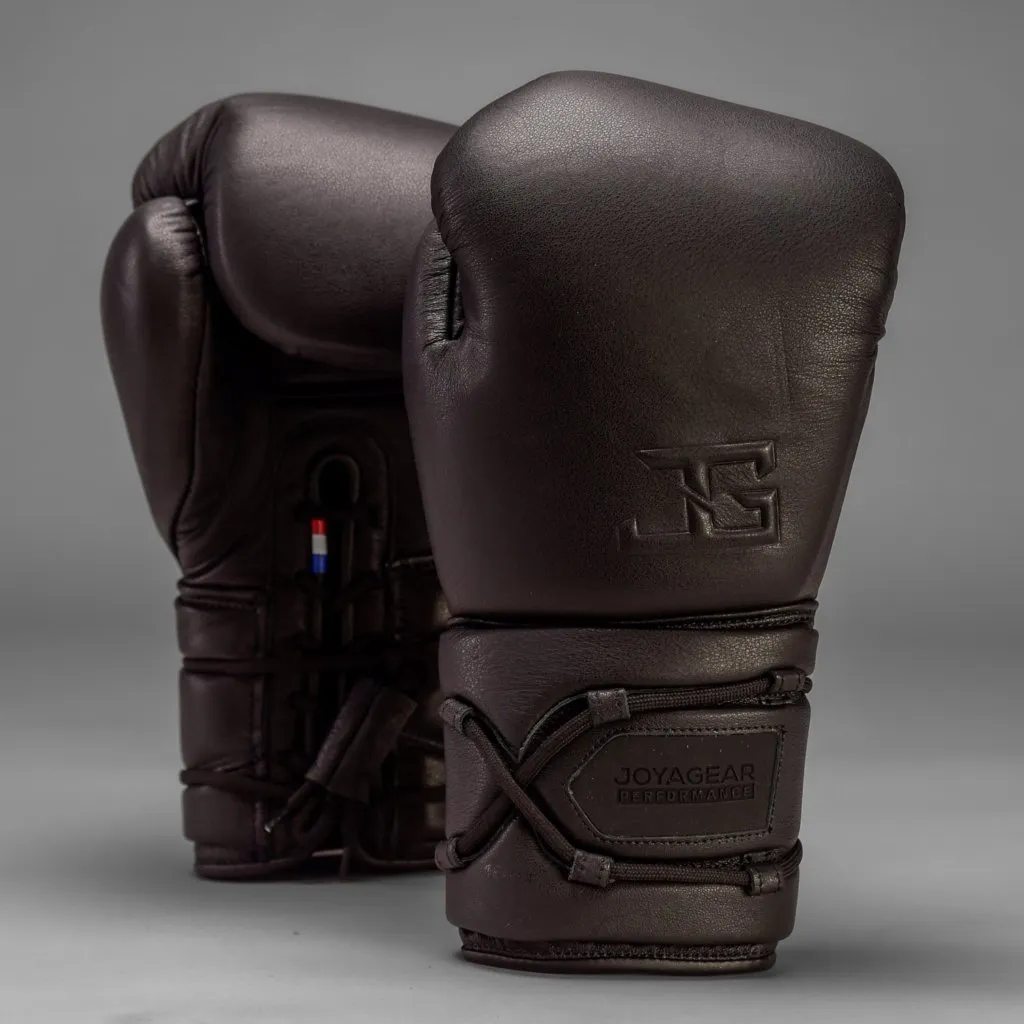 Luva de Boxe Joyagear Elite em Couro com Cadarço Preto