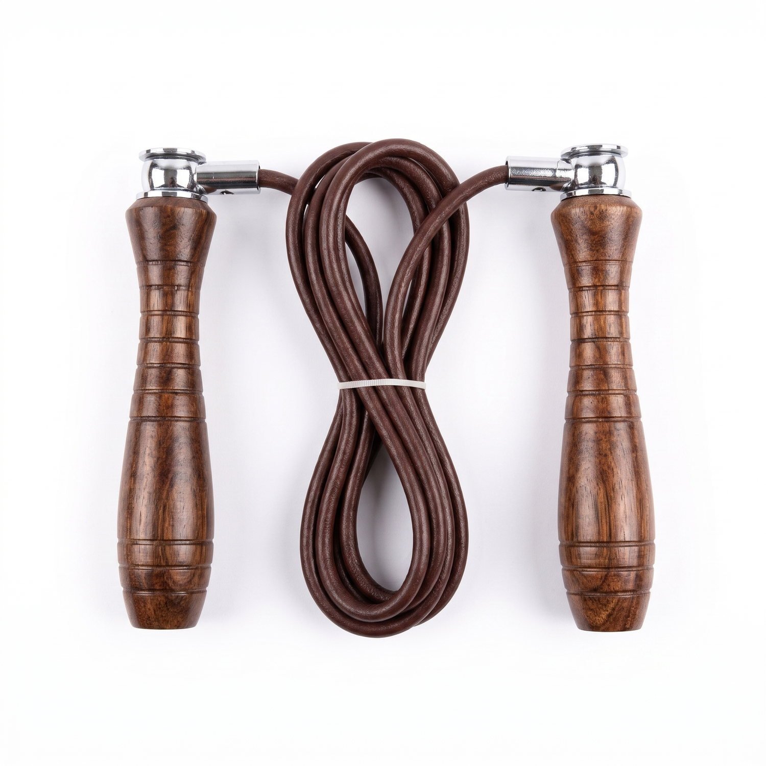 Corda de Pular Joya Profissional em Couro e Madeira Marrom